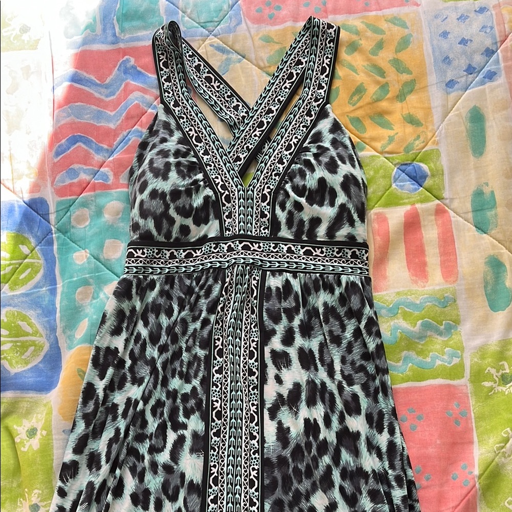 INC International Concepts Leopard Print Maxi Dress - Black and Green